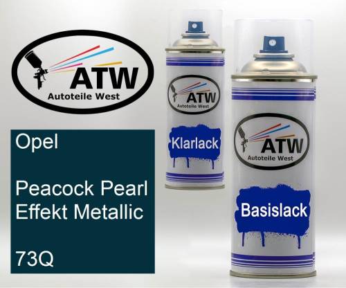 Opel, Peacock Pearl Effekt Metallic, 73Q: 400ml Sprühdose + 400ml Klarlack - Set, von ATW Autoteile West.